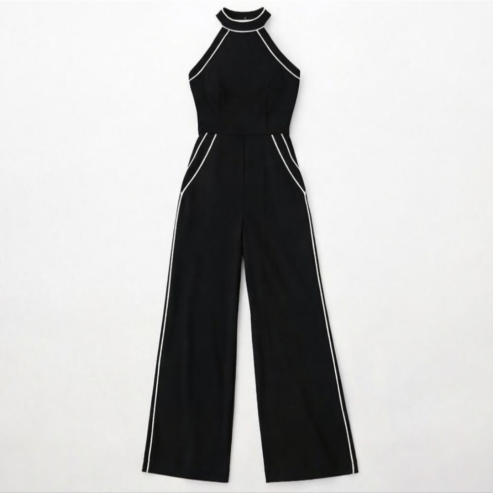 Lulus Mod Babe Retro 60s Look Black & White Sleeveless Sleek Tailored Jumpsuit